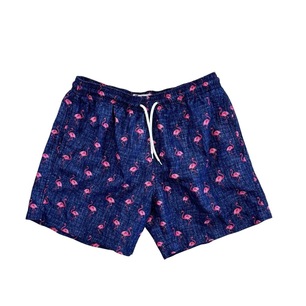 Trunks Surf &‎ Swim Shorts Mens Large, Pockets, blue Flamingo/liner Quick Dry